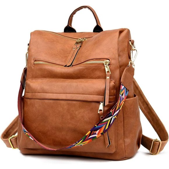 Women Brown Travel Backpack with Tassel main image 7